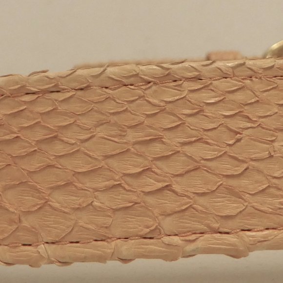 VINTAGE BASILE peach orange reptile SNAKESKIN BELT gold buckle Italy i38 M